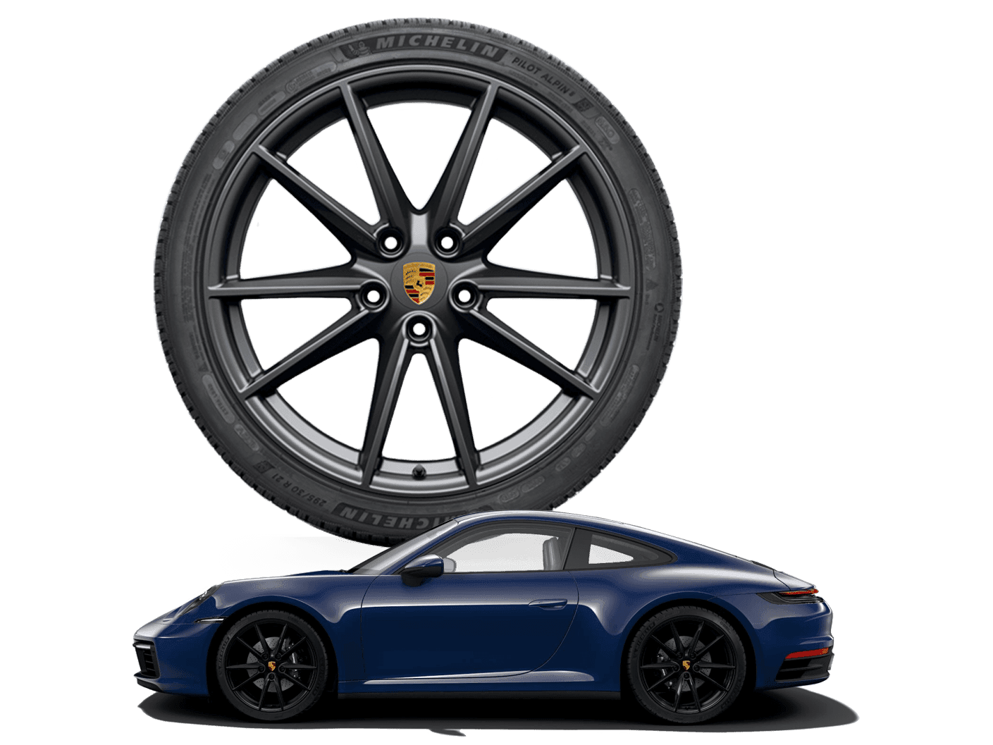 20/21-inch Carrera S, painted in black (satin-matt)